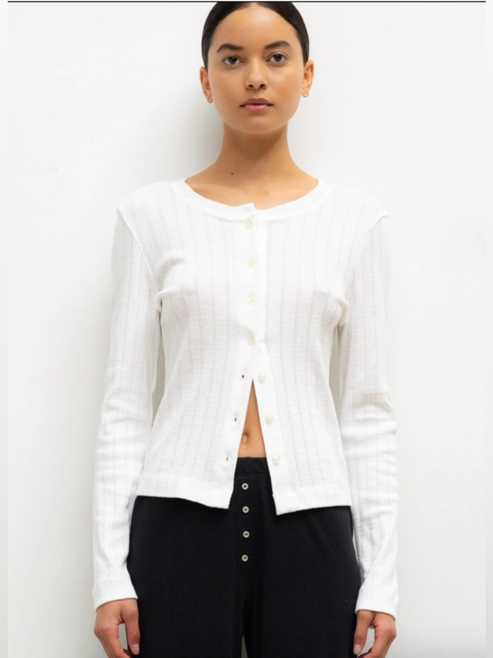 Leset classic pointelle cardigan in white size Large. Never worn.